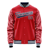Custom Red Navy Solid Color Varsity Letterman Jacket