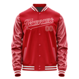 Custom Red White Solid Color Varsity Letterman Jacket