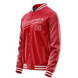 Custom Red White Solid Color Varsity Letterman Jacket