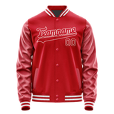 Custom Red White Solid Color Varsity Letterman Jacket