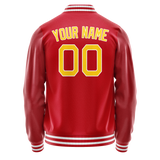 Custom Red Gold Solid Color Varsity Letterman Jacket