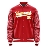 Custom Red Gold Solid Color Varsity Letterman Jacket
