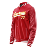 Custom Red Gold Solid Color Varsity Letterman Jacket