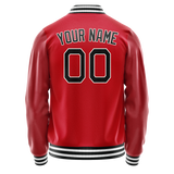 Custom Red Black Solid Color Varsity Letterman Jacket