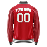 Custom Red Gray Solid Color Varsity Letterman Jacket