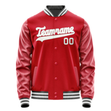 Custom Red Gray Solid Color Varsity Letterman Jacket
