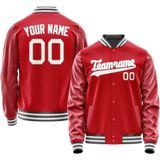 Custom Red Gray Solid Color Varsity Letterman Jacket
