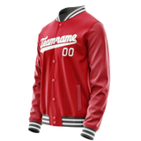 Custom Red Gray Solid Color Varsity Letterman Jacket