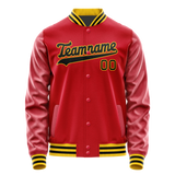 Custom Red Black Solid Color Varsity Letterman Jacket