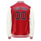 Custom Red White Solid Color Varsity Letterman Jacket