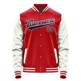 Custom Red White Solid Color Varsity Letterman Jacket