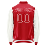 Custom Red White Solid Color Varsity Letterman Jacket