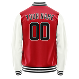 Custom Red White Solid Color Varsity Letterman Jacket