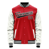 Custom Red White Solid Color Varsity Letterman Jacket