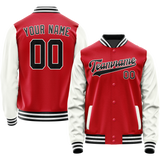 Custom Red White Solid Color Varsity Letterman Jacket