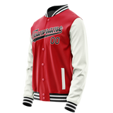 Custom Red White Solid Color Varsity Letterman Jacket