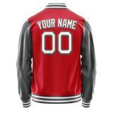 Custom Red Gray Solid Color Varsity Letterman Jacket