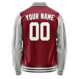 Custom Crimson Gray Solid Color Varsity Letterman Jacket