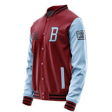 Custom Crimson Red Light Blue Jacket JA151508151717080817