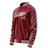 Custom Crimson Cream Vintage Usa Flag Varsity Letterman Jacket