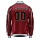 Custom Crimson Black Solid Color Varsity Letterman Jacket