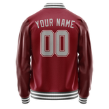 Custom Crimson Gray Solid Color Varsity Letterman Jacket