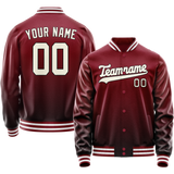Custom Crimson Cream Solid Color Varsity Letterman Jacket
