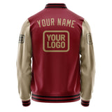 Custom Crimson Red Light Khaki Jacket JA151525151717252517