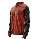 Custom Coral Red Brown Jacket JA161601161717010117