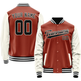 Custom Texas-Orange Cream Solid Color Varsity Letterman Jacket
