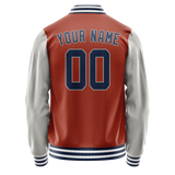 Custom Texas-Orange Gray Solid Color Varsity Letterman Jacket