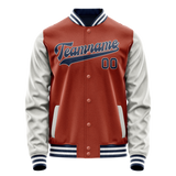 Custom Texas-Orange Gray Solid Color Varsity Letterman Jacket
