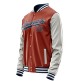 Custom Texas-Orange Gray Solid Color Varsity Letterman Jacket