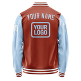 Custom Coral Red Light Blue Jacket JA161608161818080818