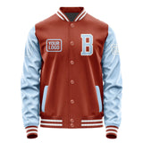 Custom Coral Red Light Blue Jacket JA161608161818080818