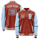 Custom Coral Red Light Blue Jacket