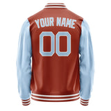 Custom Coral Red Light Blue Jacket JA1616081618B21808