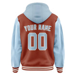 Custom Coral Red Light Blue Jacket