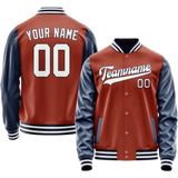 Custom Texas-Orange Royal Solid Color Varsity Letterman Jacket