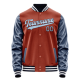 Custom Texas-Orange Navy Solid Color Varsity Letterman Jacket
