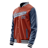 Custom Texas-Orange Navy Solid Color Varsity Letterman Jacket