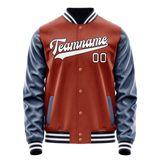 Custom Texas-Orange Navy Solid Color Varsity Letterman Jacket