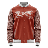 Custom Texas-Orange White Solid Color Varsity Letterman Jacket