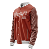 Custom Texas-Orange White Solid Color Varsity Letterman Jacket