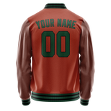 Custom Texas-Orange Teal Solid Color Varsity Letterman Jacket