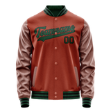 Custom Texas-Orange Teal Solid Color Varsity Letterman Jacket
