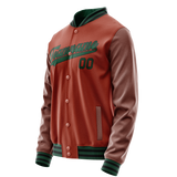 Custom Texas-Orange Teal Solid Color Varsity Letterman Jacket