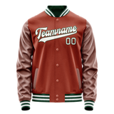Custom Texas-Orange White Solid Color Varsity Letterman Jacket