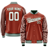 Custom Texas-Orange White Solid Color Varsity Letterman Jacket