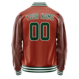 Custom Texas-Orange Kelly-Green Solid Color Varsity Letterman Jacket